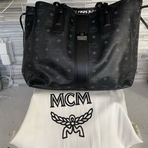 MCM Black Monogram Tote
